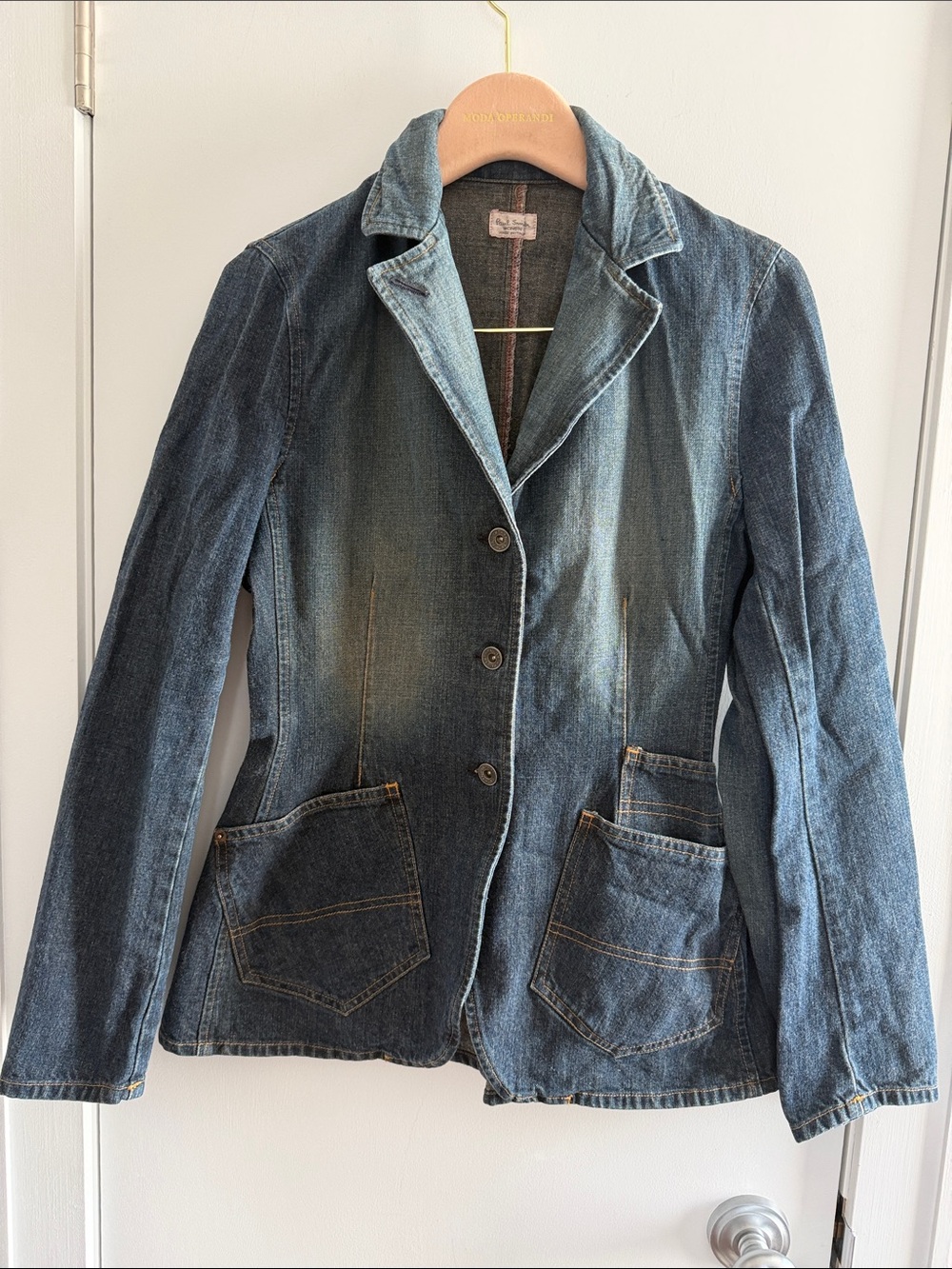 Paul Smith Faded Blue Denim Blazer Jacket women size Italy 42